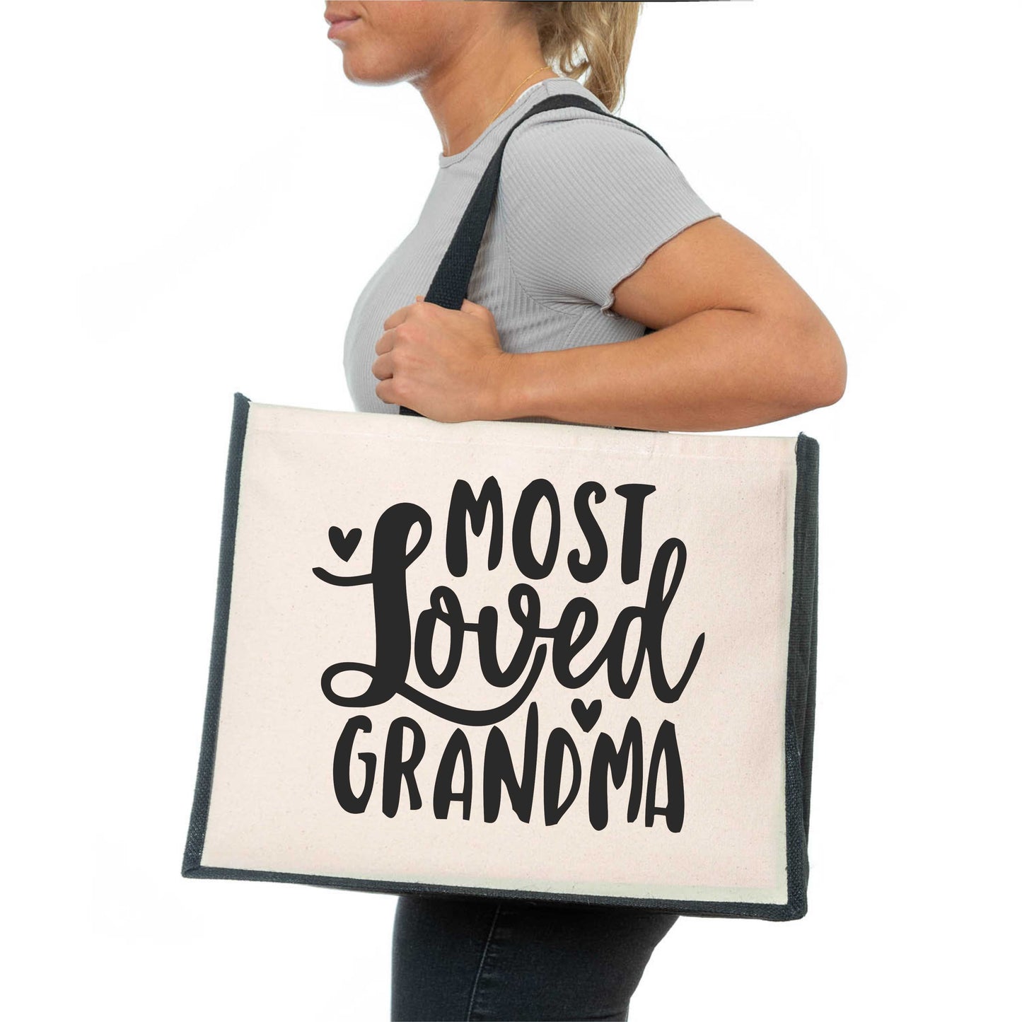 Most Loved Grandma Tote Bag Granny Birthday Gift Ladies Canvas Shopper
