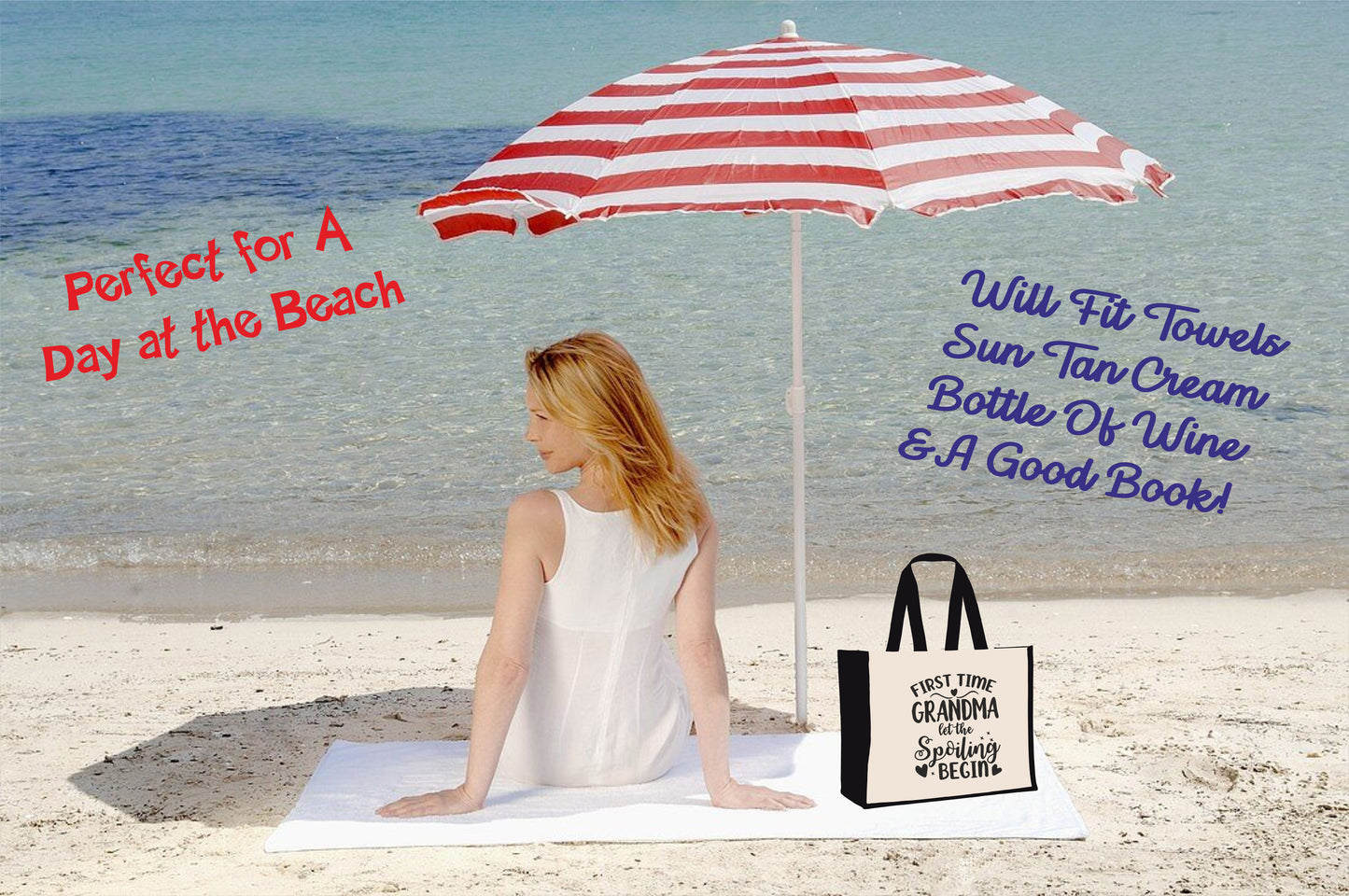 First Time Grandma Tote Bag New Grandchild Gift Ladies Canvas Shopper