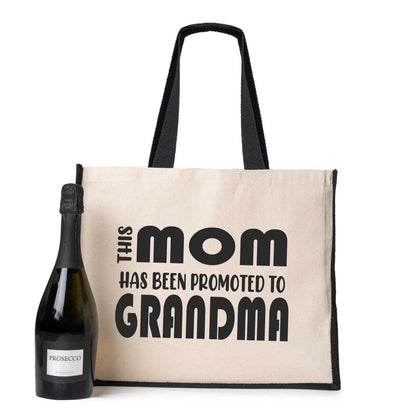 This Mom Promoted To Grandma Tote Bag New Grandchild Gift Ladies Canvas Shopper