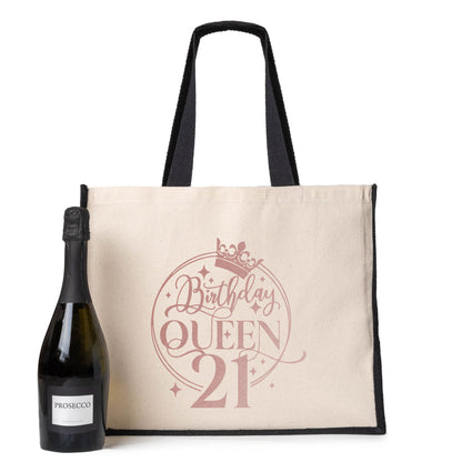 Birthday Queen 21 Tote Jute Bag 21st Birthday Gift Idea Canvas Shopper