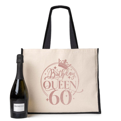 Birthday Queen 60 Tote Jute Bag 60th Birthday Gift Idea Canvas Shopper