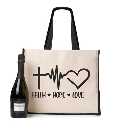 Faith Hope Love Tote Bag Church Religion Gift Ladies Canvas Shopper