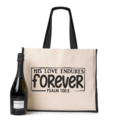 His Love Endures Tote Bag Church Religion Gift Ladies Canvas Shopper