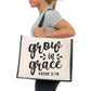 Grow in Grace Tote Bag Church Religion Gift Ladies Canvas Shopper