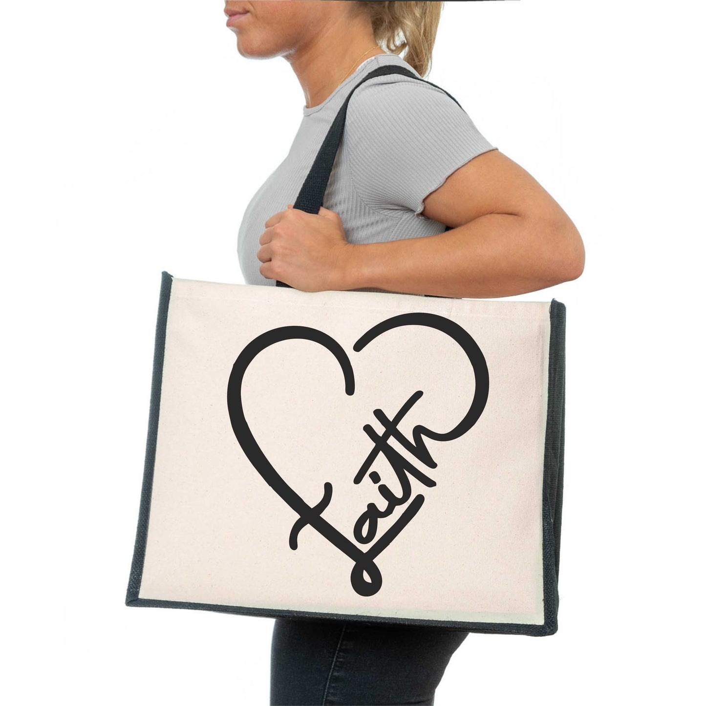 Faith Tote Bag Church Religion Gift Ladies Canvas Shopper
