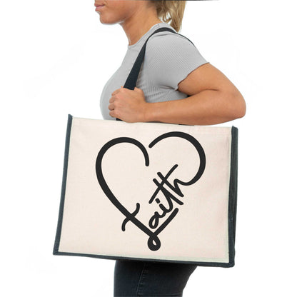 Faith Tote Bag Church Religion Gift Ladies Canvas Shopper