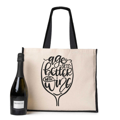 Age Gets Better With Wine Tote Bag Birthday Gift Ladies Canvas Shopper