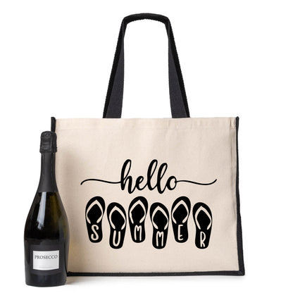 Hello Summer Beach Tote Bag Great For Holiday Travel Ladies Canvas Shopper