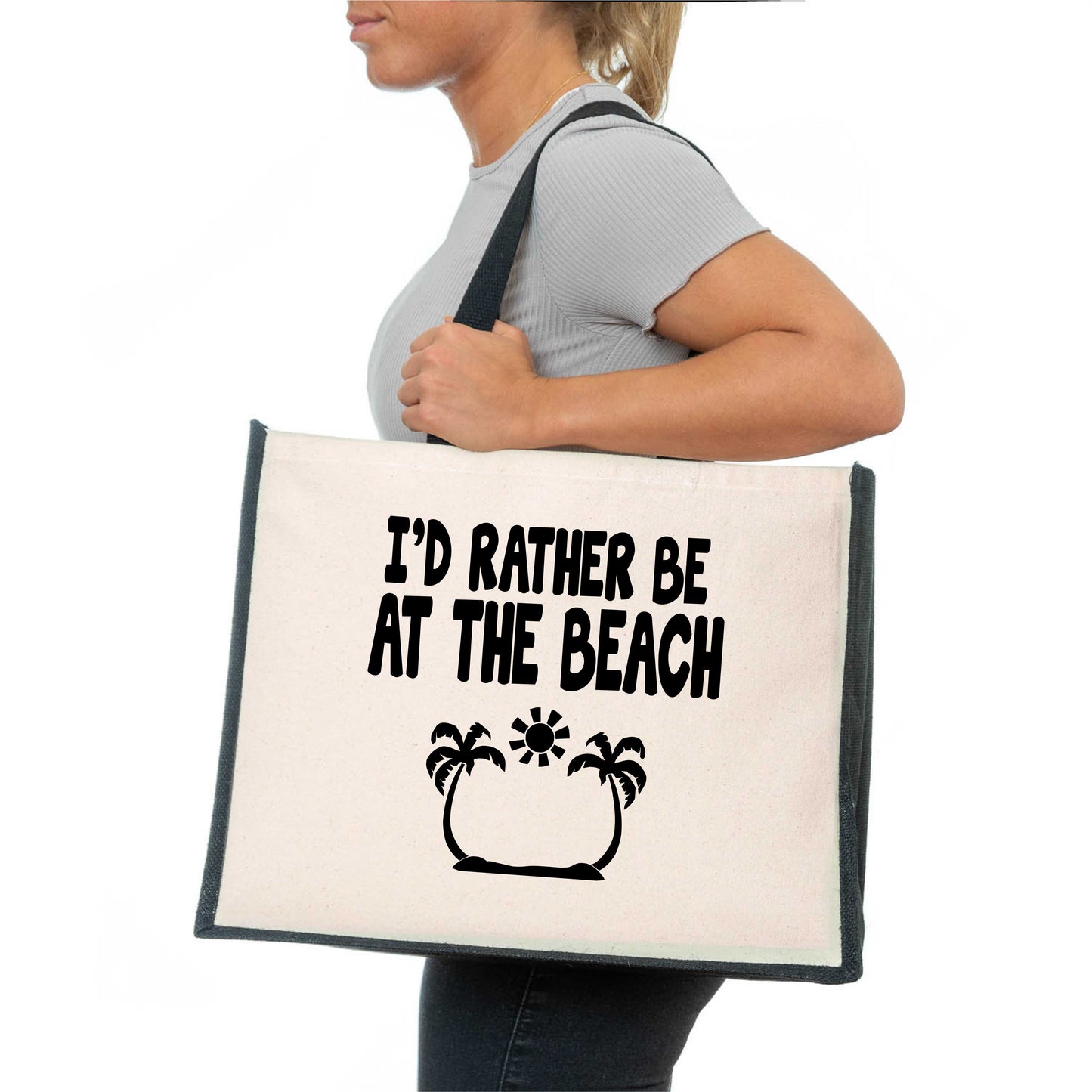 I'd Rather Be On The Beach Tote Bag Holiday Birthday Gift Ladies Canvas Shopper