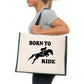 Born To Ride Tote Bag Horse Lovers Gift Ladies Canvas Shopper