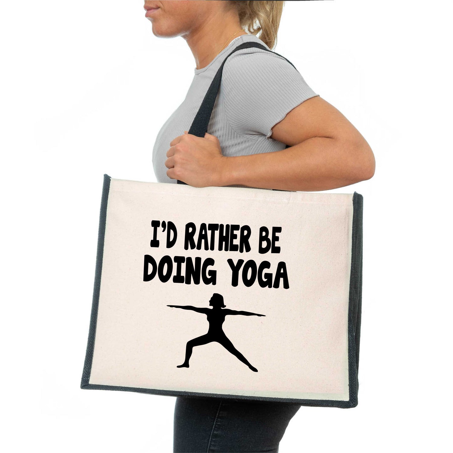 I'd Rather Be Doing Yoga Tote Bag Birthday Gift Ladies Canvas Shopper
