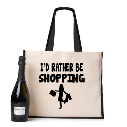 I'd Rather Be Shopping Tote Bag Birthday Gift Ladies Canvas Shopper