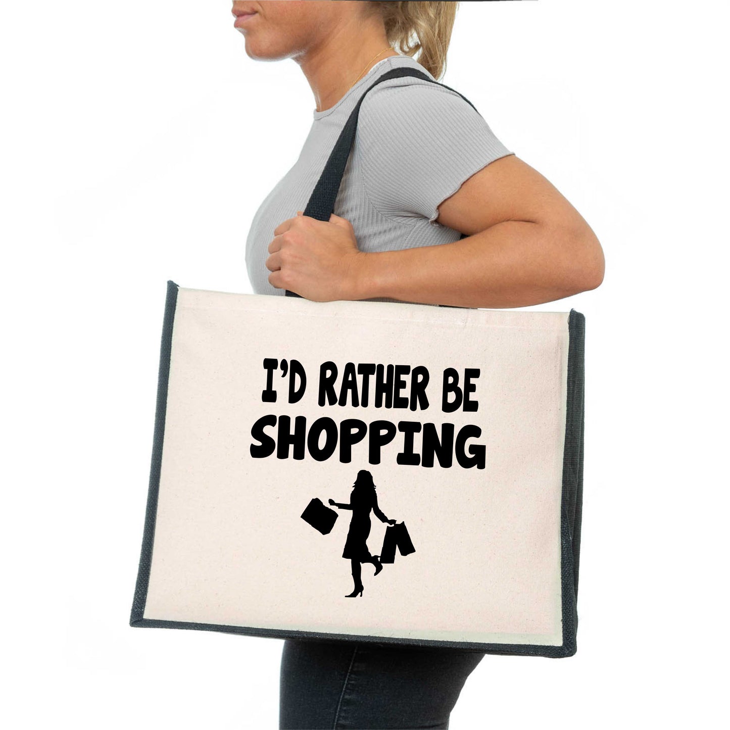 I'd Rather Be Shopping Tote Bag Birthday Gift Ladies Canvas Shopper
