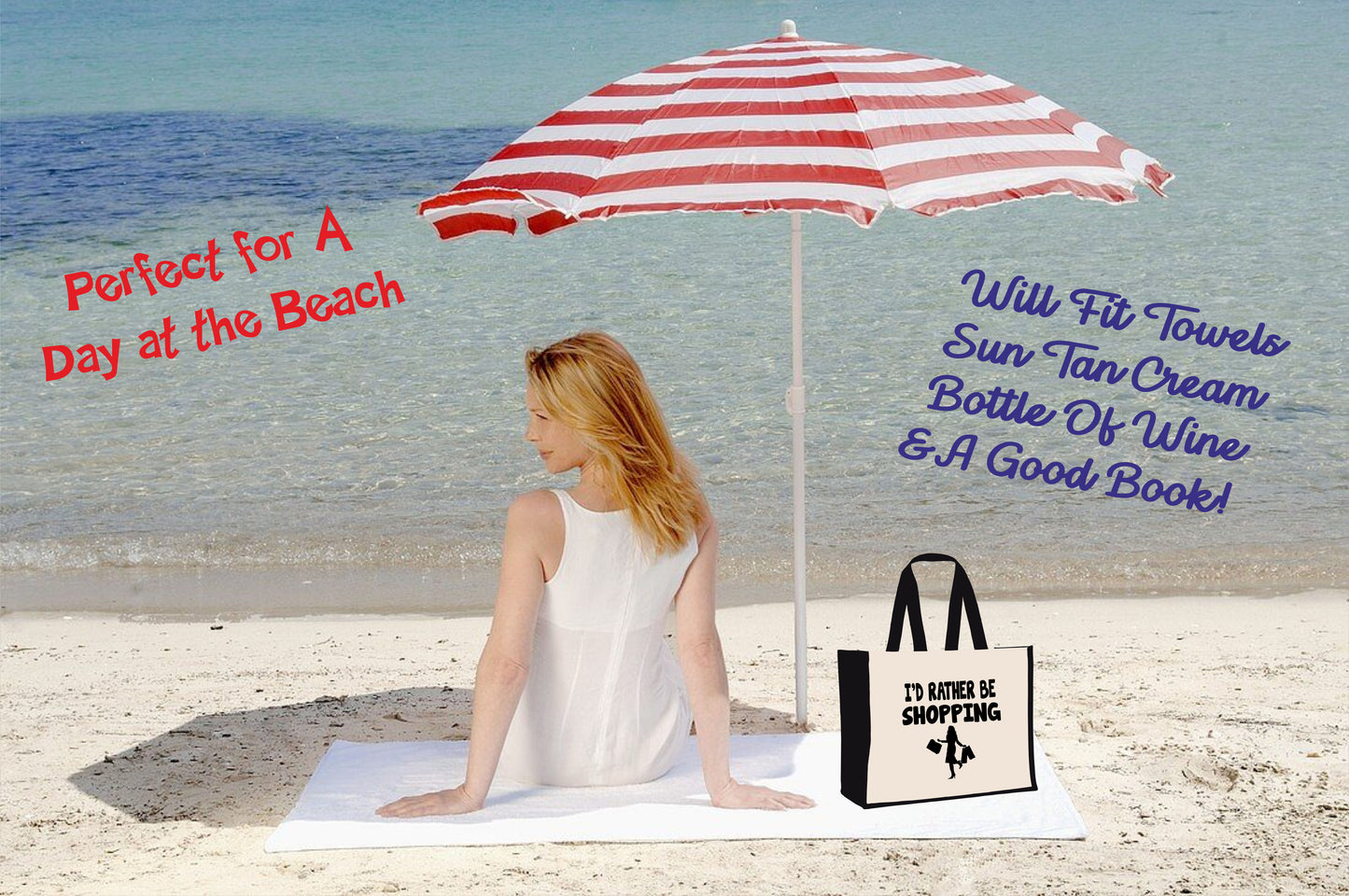 I'd Rather Be Shopping Tote Bag Birthday Gift Ladies Canvas Shopper