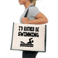 I'd Rather Be Swimming Tote Bag Birthday Gift Ladies Canvas Shopper