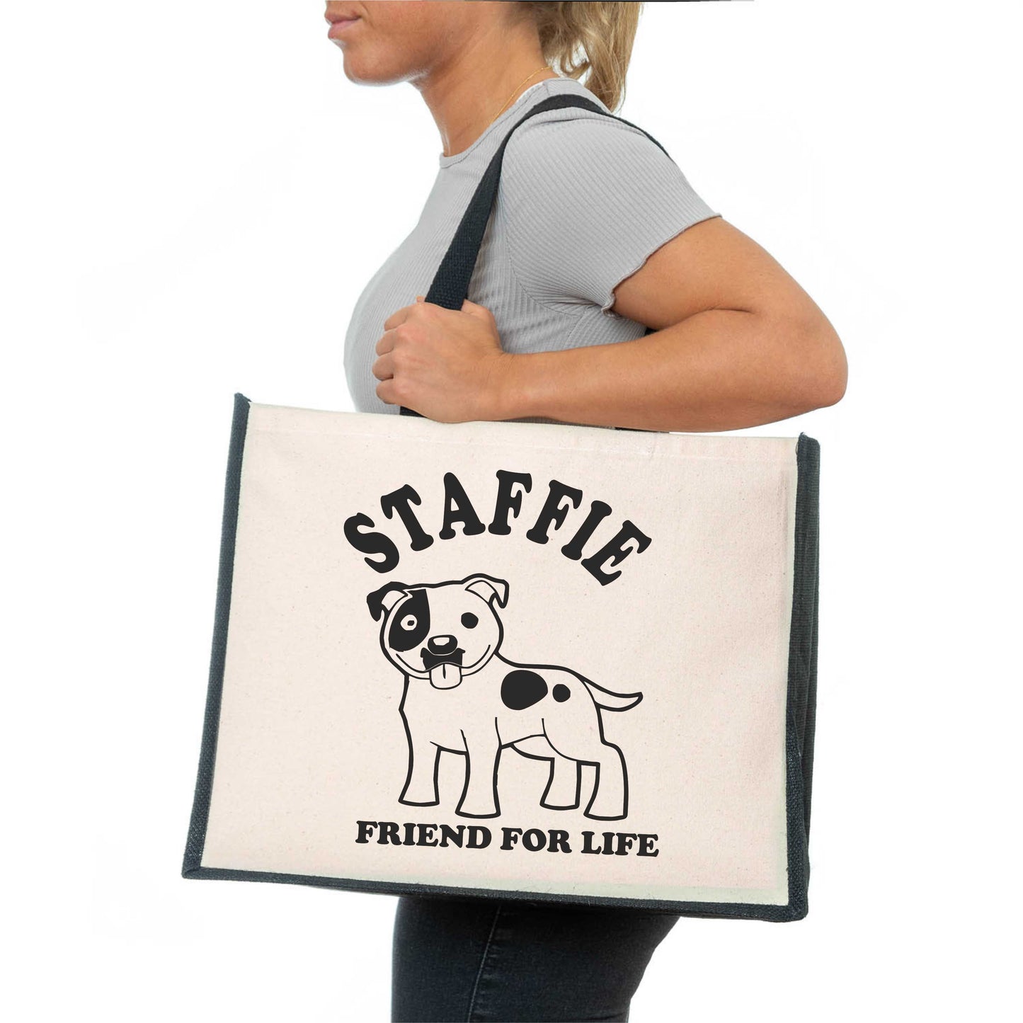 Staffie Tote Bag Dog Lovers Gift Ladies Canvas Shopper