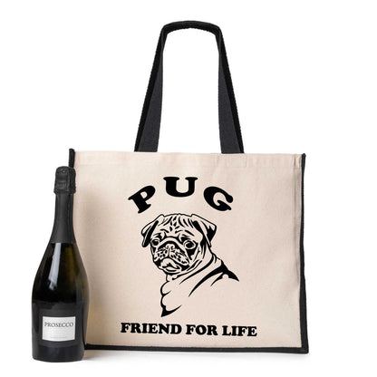 Pug Tote Bag Dog Lovers Gift Ladies Canvas Shopper