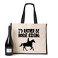 I'd Rather Be Horse Riding Tote Bag Horse Lovers Gift Ladies Canvas Shopper