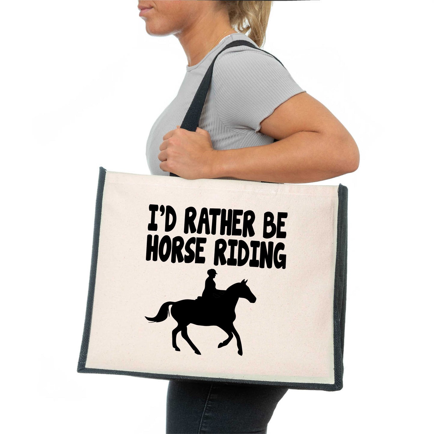 I'd Rather Be Horse Riding Tote Bag Horse Lovers Gift Ladies Canvas Shopper