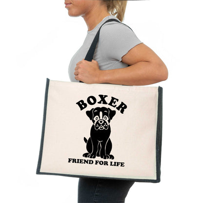 Boxer Tote Bag Dog Lovers Birthday Gift Ladies Canvas Shopper