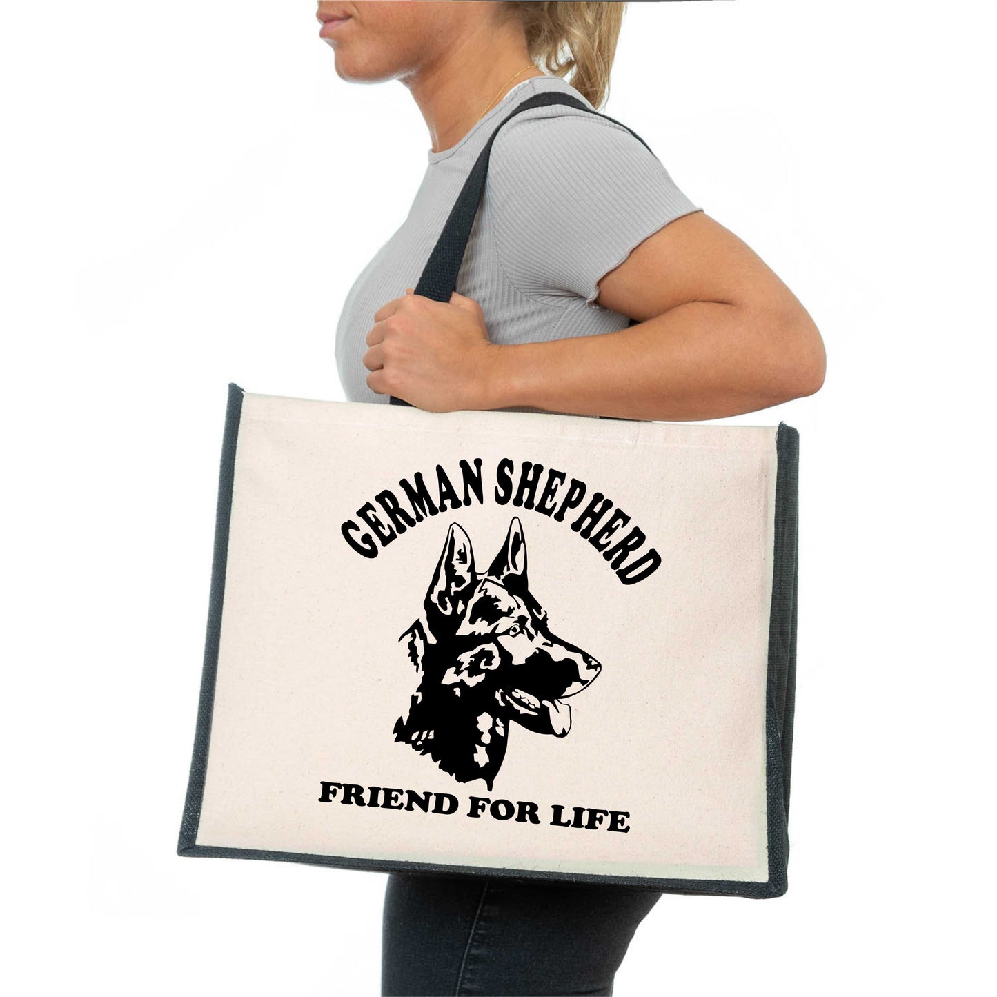 German Shepherd Tote Bag Dog Lovers Birthday Gift Ladies Canvas Shopper