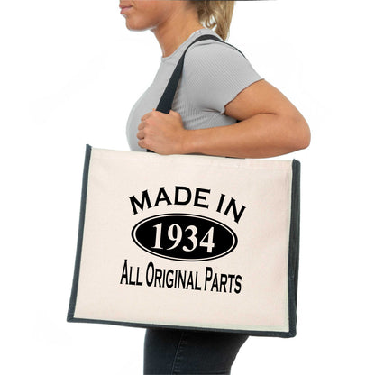 Made In 1934 Tote Bag 90th Birthday Gift Age 90 Ladies Canvas Shopper