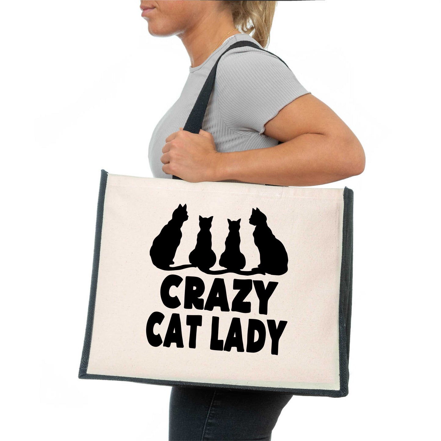 Crazy Cat Lady Tote Bag Cat Lovers Gift Ladies Canvas Shopper