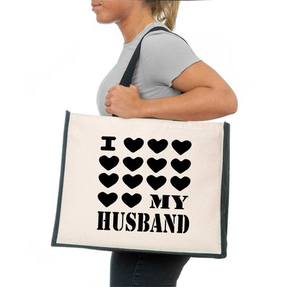 I Love My Husband Tote Bag Birthday Gift Ladies Canvas Shopper