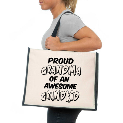 Proud Grandma Of Grandkid Tote Bag Nan Nanny Ladies Canvas Shopper