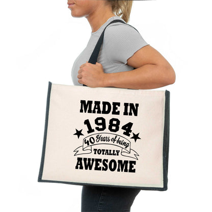 40th Birthday Made In 1984 Tote Bag Age 40 Birthday Ladies Canvas Shopper