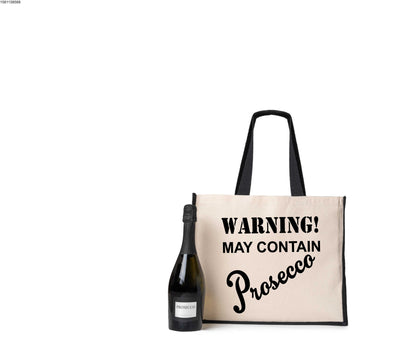 Warning Contains Prosecco Tote Bag Birthday Ladies Canvas Shopper