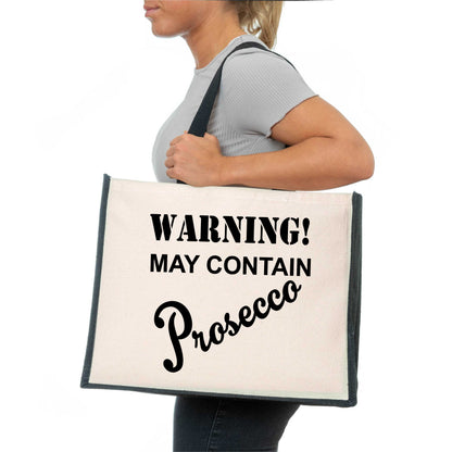 Warning Contains Prosecco Tote Bag Birthday Ladies Canvas Shopper