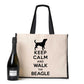 Keep Calm & Walk The Beagle Tote Bag Dog Lovers Ladies Canvas Shopper