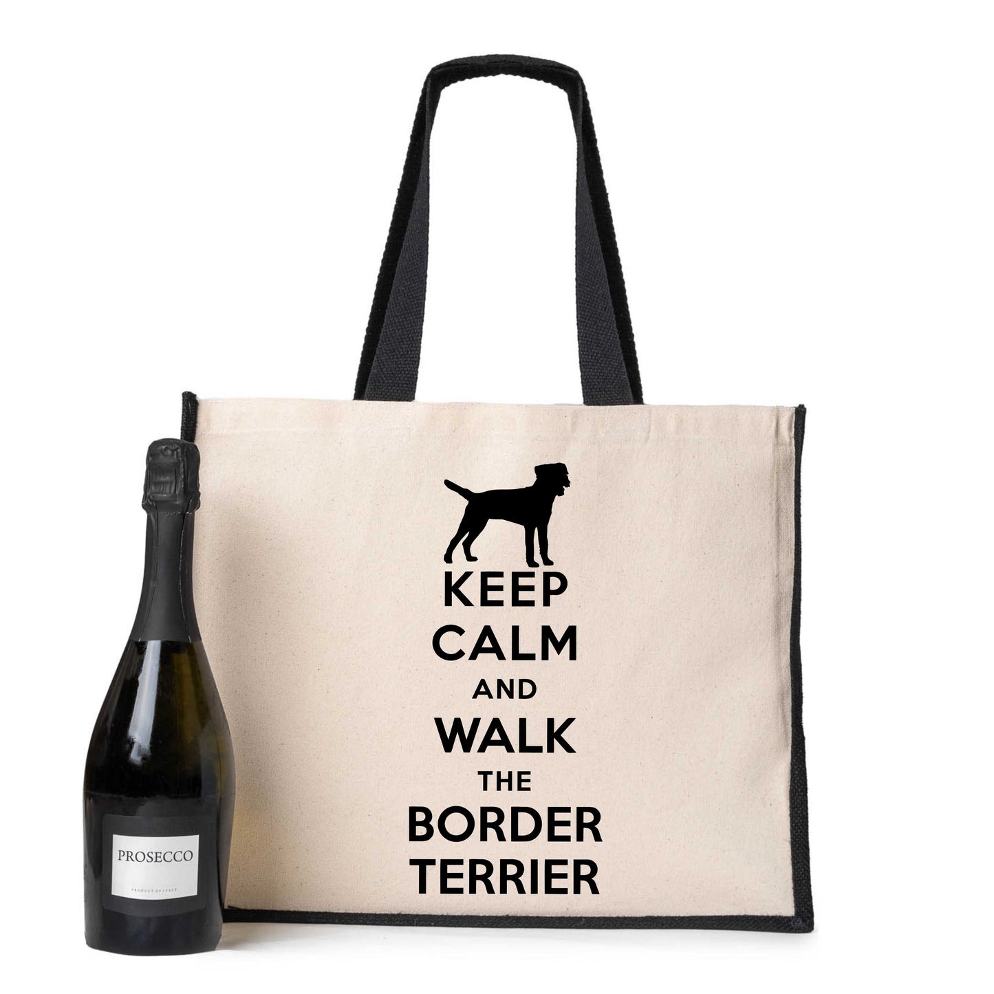 Keep Calm & Walk Border Terrier Tote Bag Dog Lovers Ladies Canvas Shopper