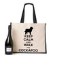 Keep Calm & Walk The Cockapoo Tote Bag Dog Lovers Ladies Canvas Shopper