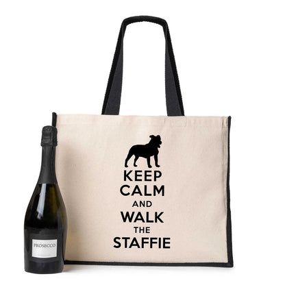 Keep Calm & Walk The Staffie Tote Bag Dog Lovers Ladies Canvas Shopper
