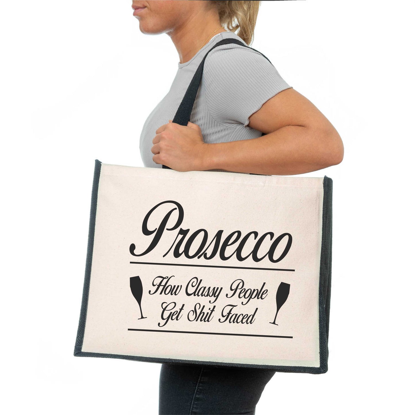 Prosecco Classy People Tote Bag Birthday Ladies Canvas Shopper