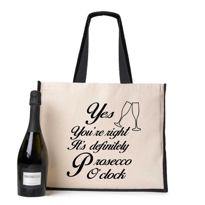 It's Prosecco 'O' Clock Tote Bag Birthday Funny Ladies Canvas Shopper
