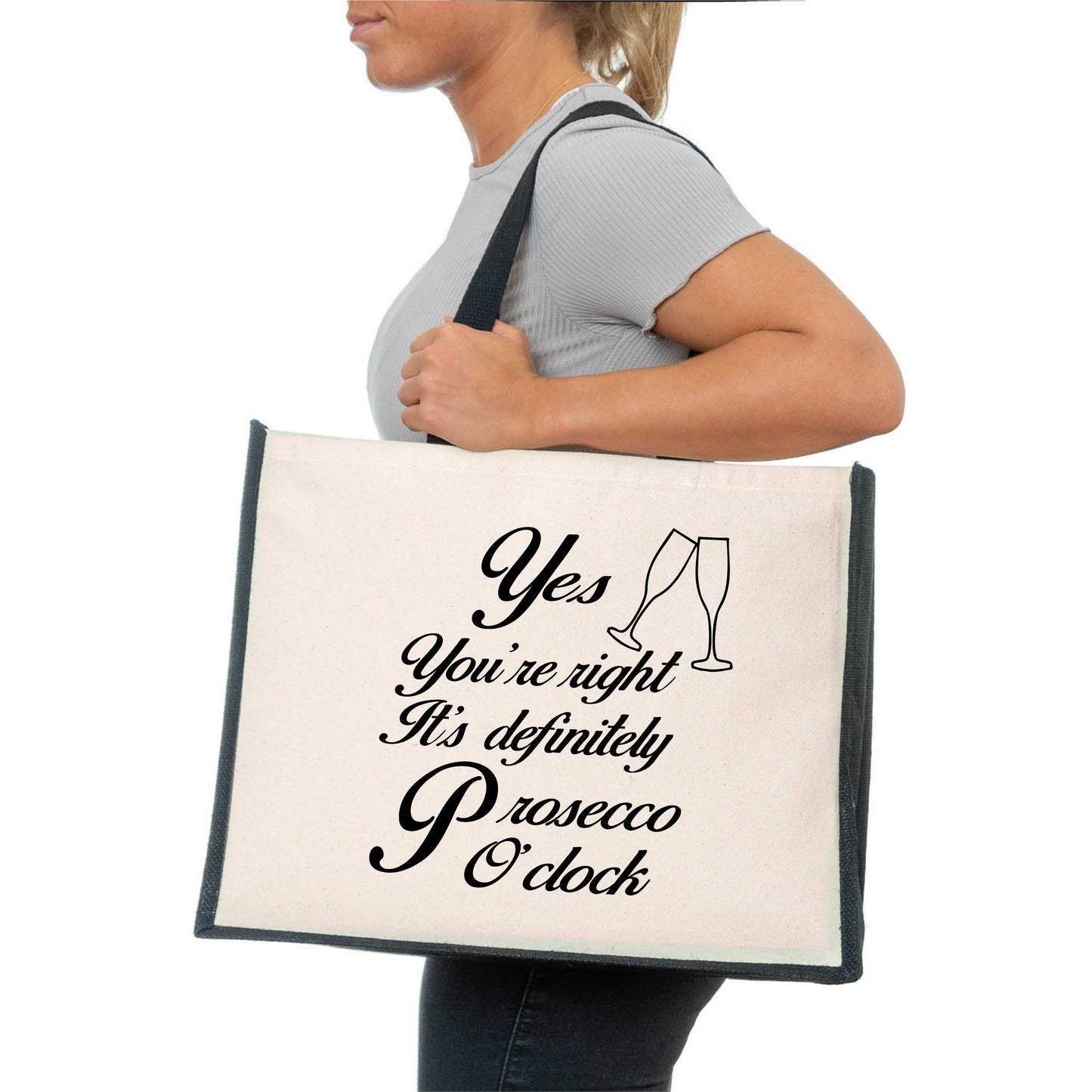 It's Prosecco 'O' Clock Tote Bag Birthday Funny Ladies Canvas Shopper