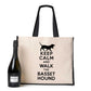 Keep Calm & Walk Bassett Hound Tote Bag Dog Lovers Ladies Canvas Shopper