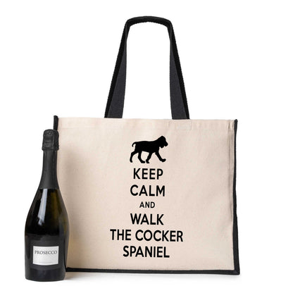 Keep Calm & Walk Cocker Spaniel Tote Bag Dog Lovers Ladies Canvas Shopper
