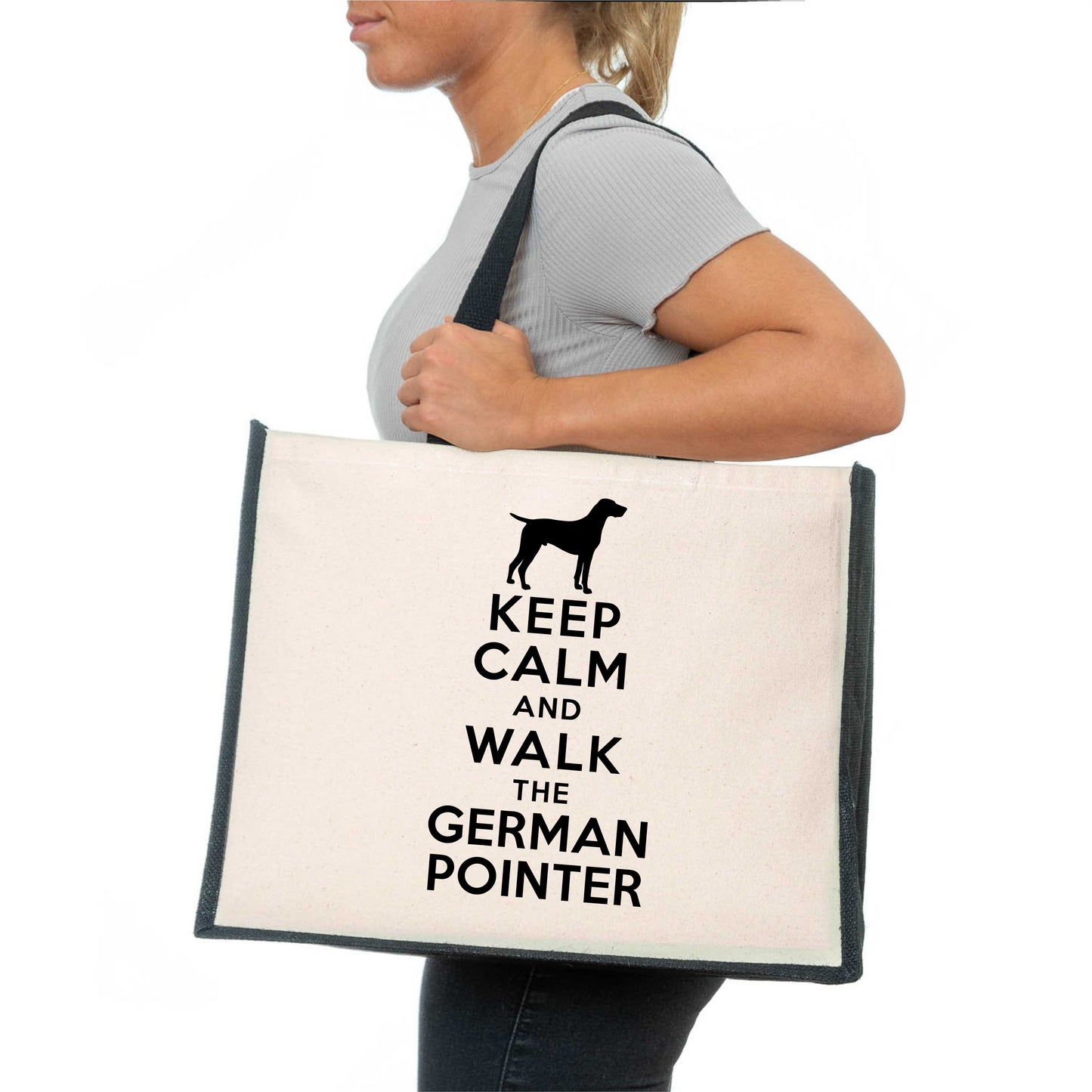 Keep Calm & Walk German Pointer Tote Bag Dog Lovers Ladies Canvas Shopper