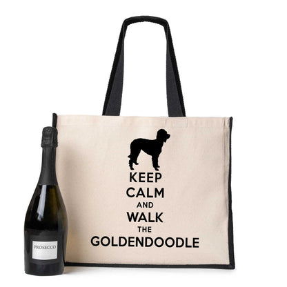 Keep Calm & Walk Goldendoodle Tote Bag Dog Lovers Ladies Canvas Shopper