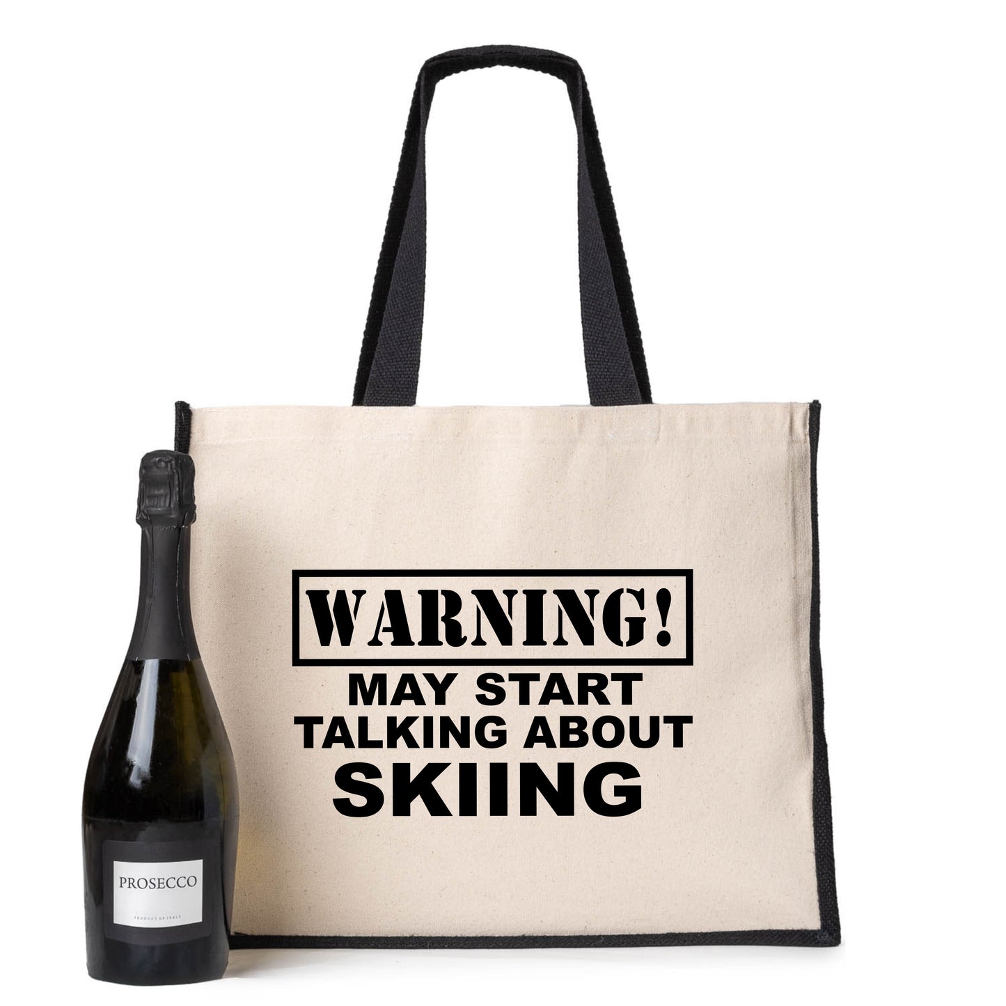 Warning May Talk About Skiing Tote Bag Skiers Gift Ladies Canvas Shopper