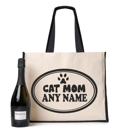 Personalised Cat Mom Tote Bag Any Name Cat Lover Ladies Canvas Shopper