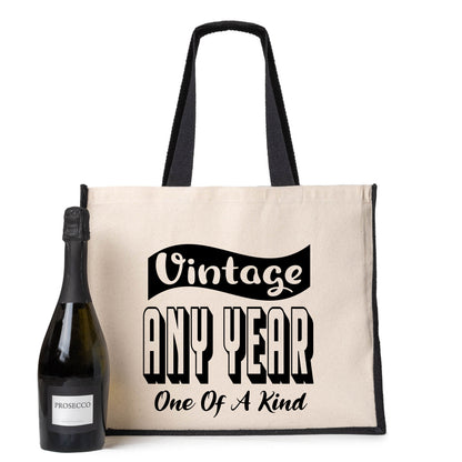 Personalised Birthday Any Year Tote Bag Birth Year Ladies Canvas Shopper