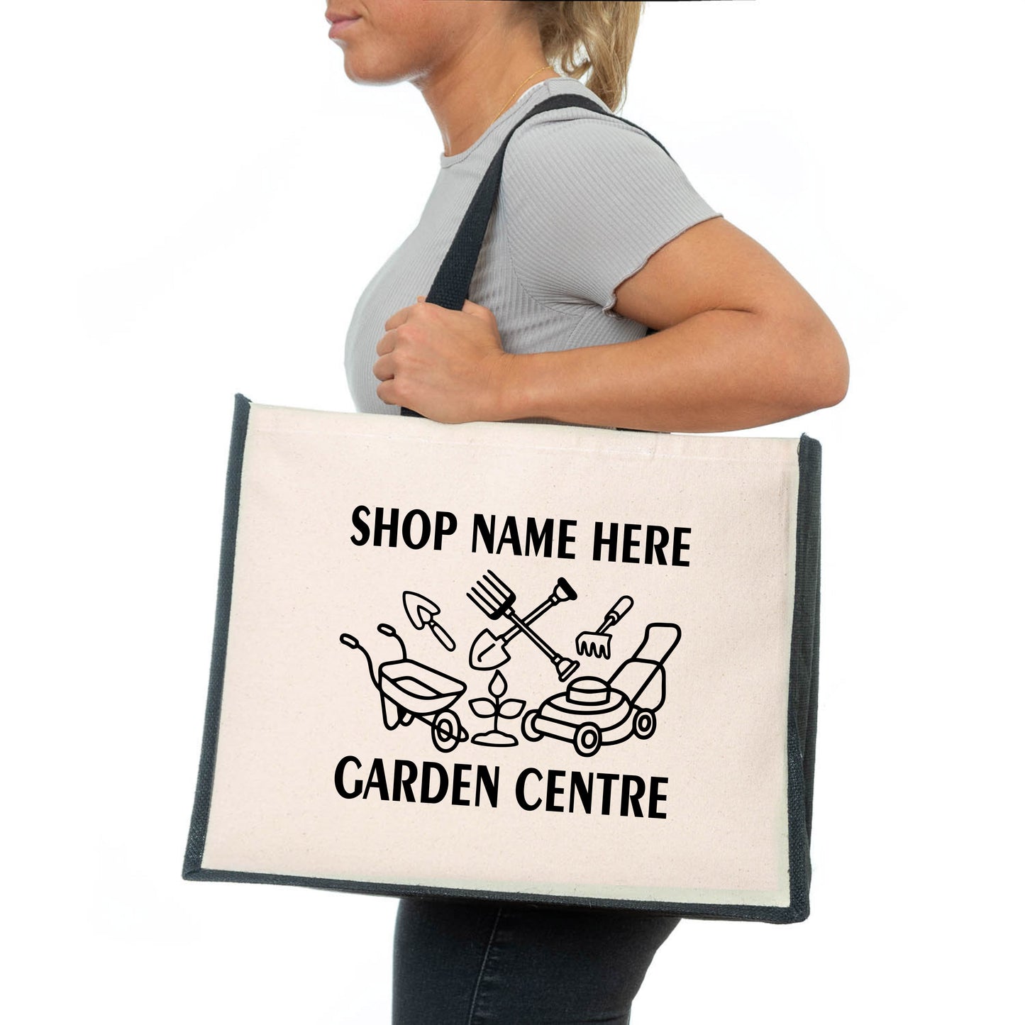 Personalised Garden Centre Tote Bag Company  Business Name Ladies Canvas Shopper