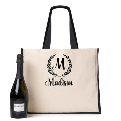 Personalised Tote Bag Beach Wedding Birthday Bridal Name Monogram Shopper