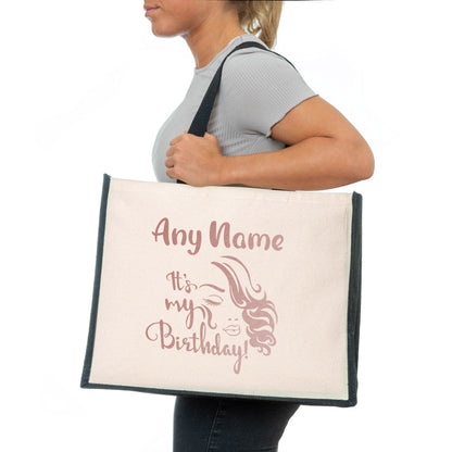 Personalised Its My Birthday Tote Bag Any Name Ladies Canvas Shopper
