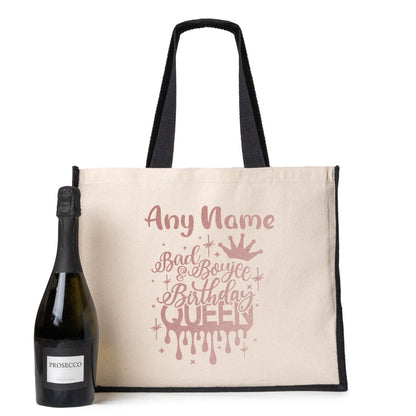Personalised Bad & Boujee Birthday Tote Bag Any Name Ladies Canvas Shopper